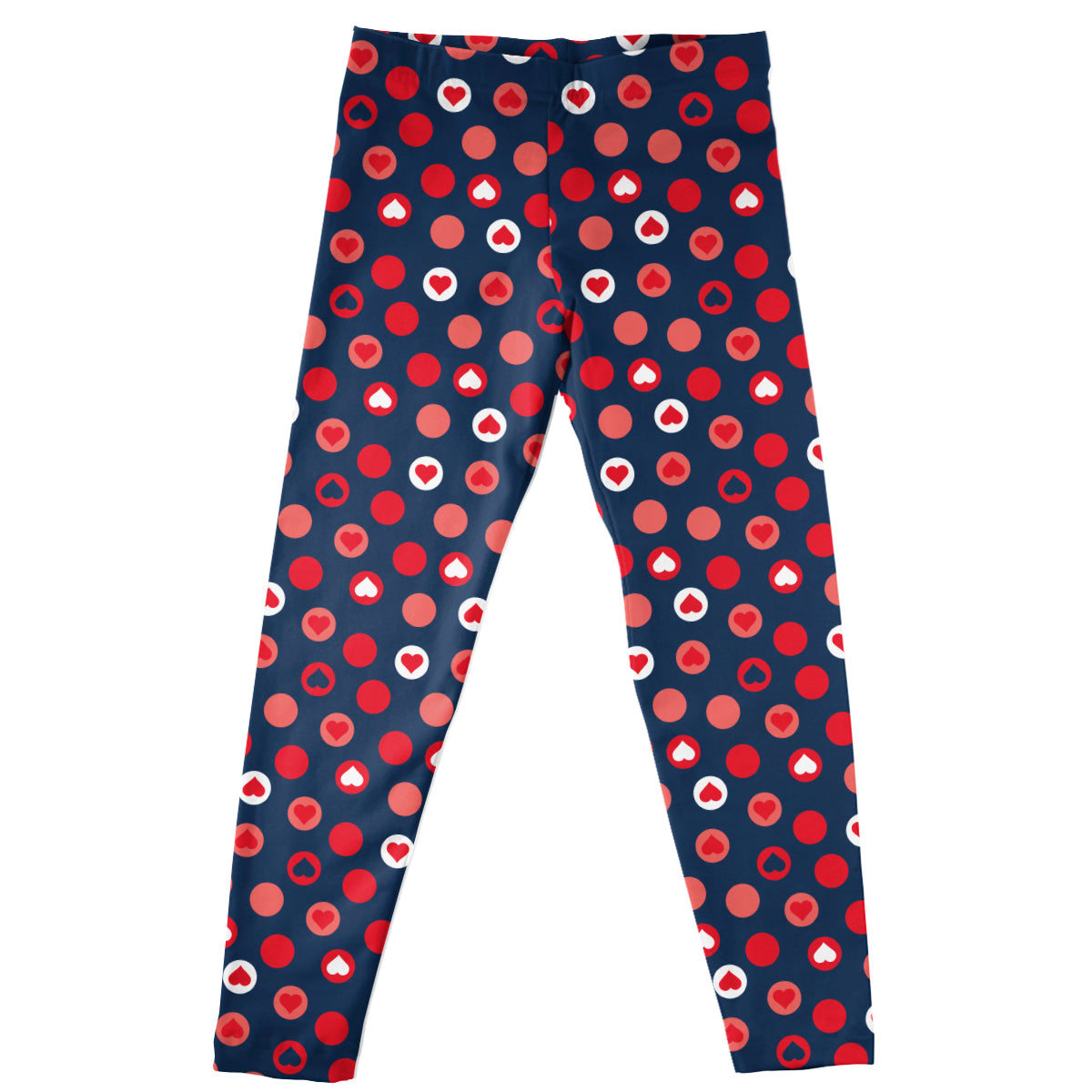Hearts Print Navy and Red Leggings