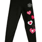 Hearts Personalized Monogram Black Leggings