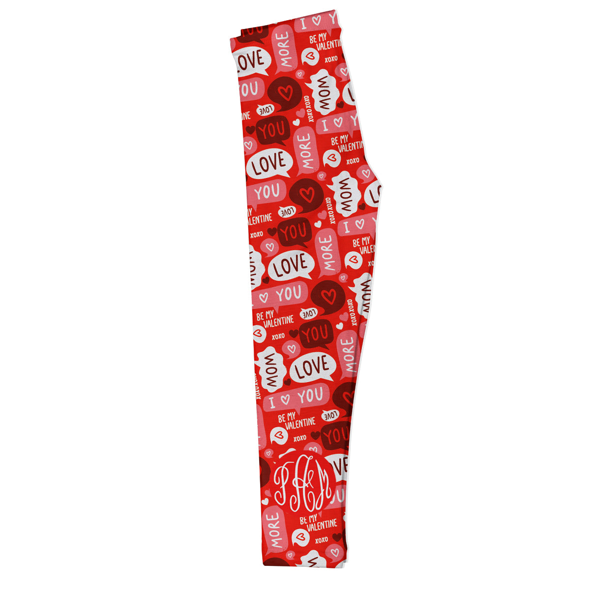 I Love You Monogram Red Leggings
