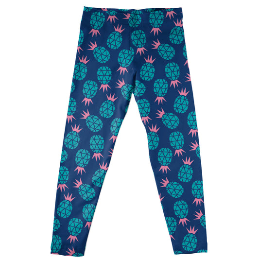 Pineapple Print Navy and Turquoise Leggings