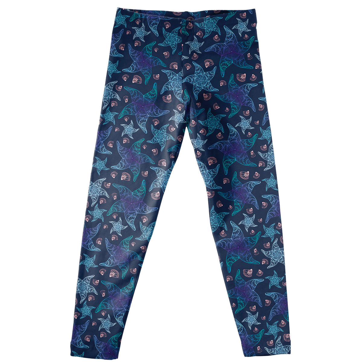 Starfish and Shells Print Navy Leggings