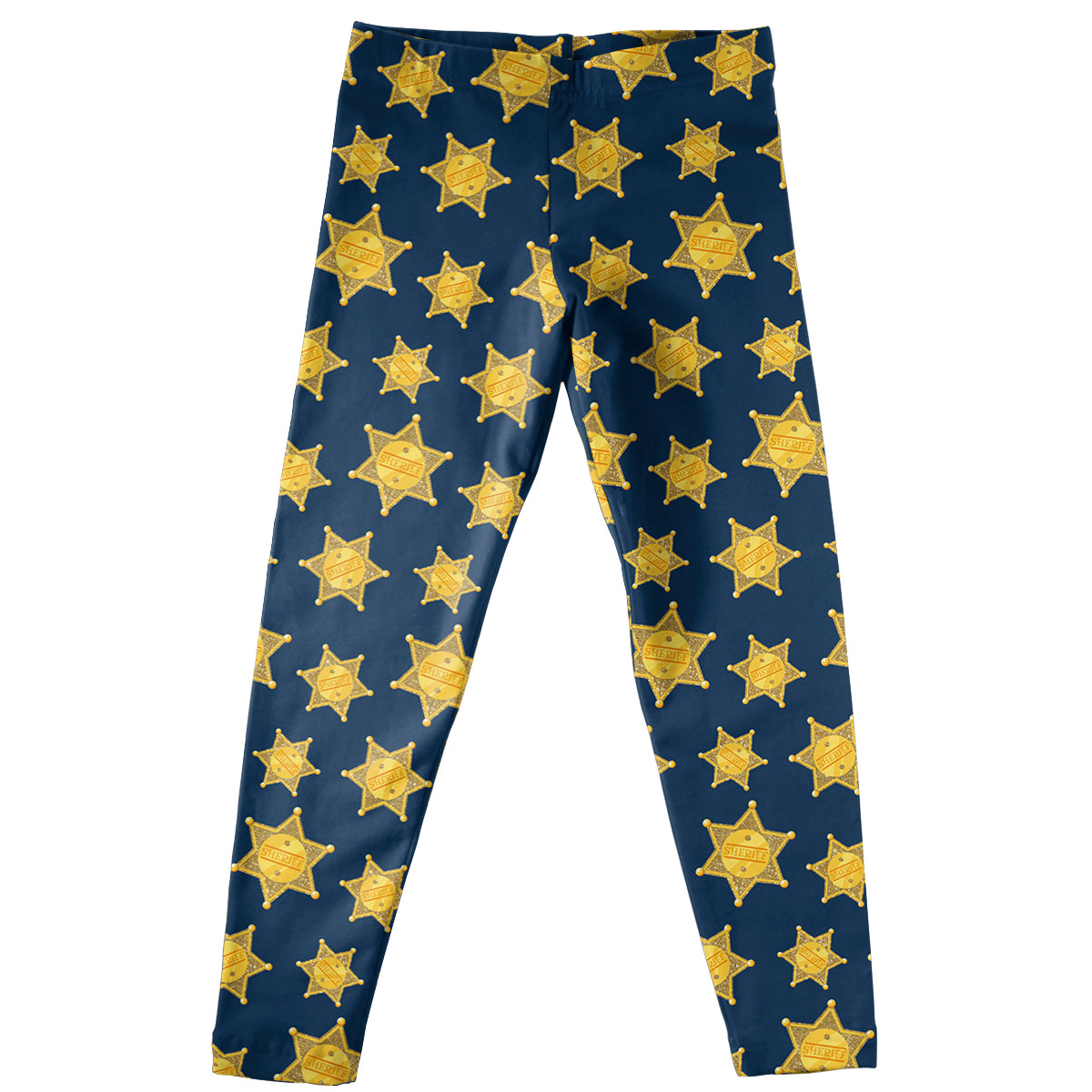 Glitter Sheriff Badges Print Navy Leggings