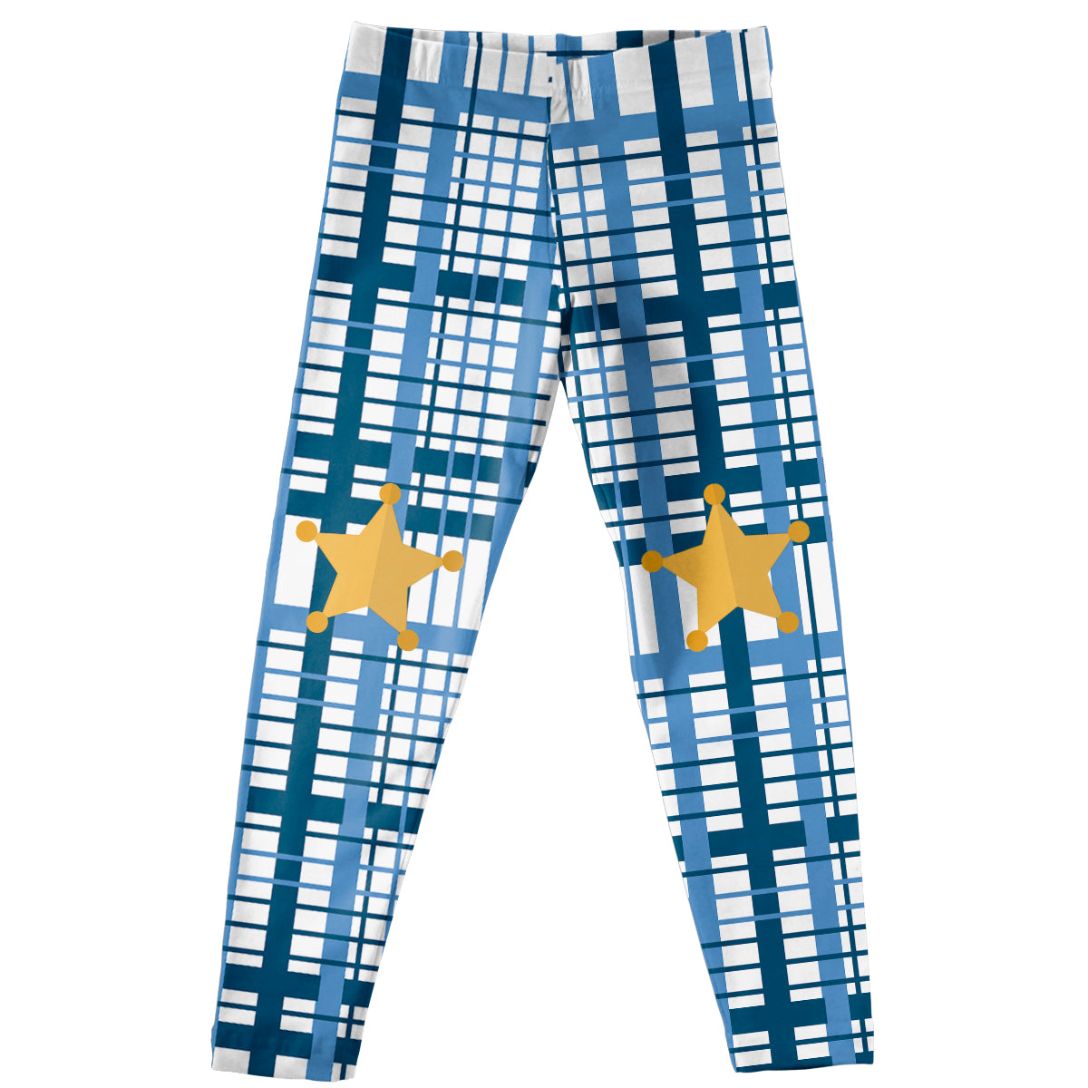 Stars White and Blue Plaid Leggings