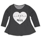 Cuddles and Milk Heart Gray Long Sleeve Laurie Top