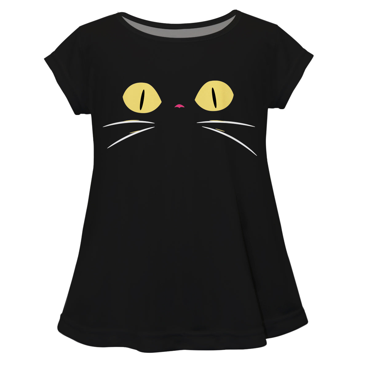 Cat Face Black Short Sleeve Laurie Top