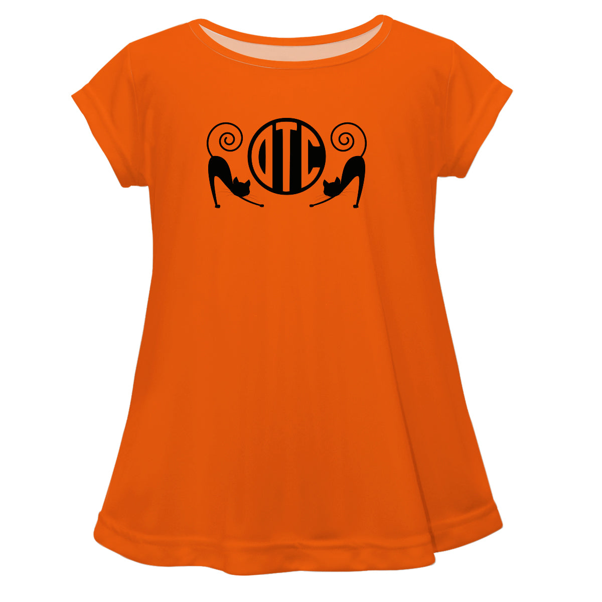Cats Monogram Orange Short Sleeve Laurie Top