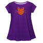 Cat Monogram Purple Short Sleeve Laurie Top