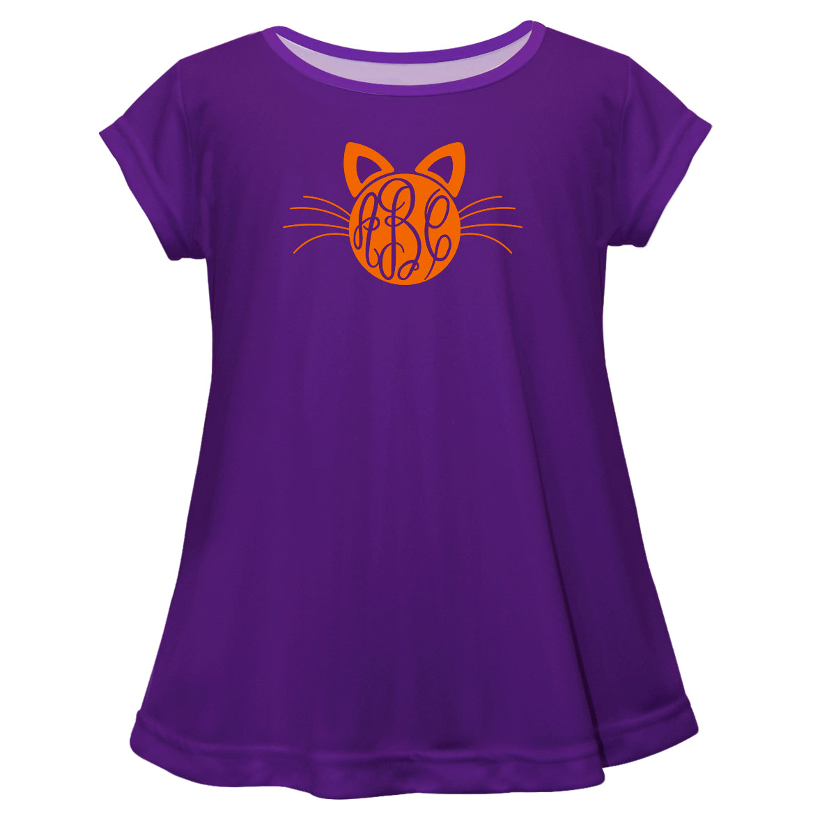 Cat Monogram Purple Short Sleeve Laurie Top