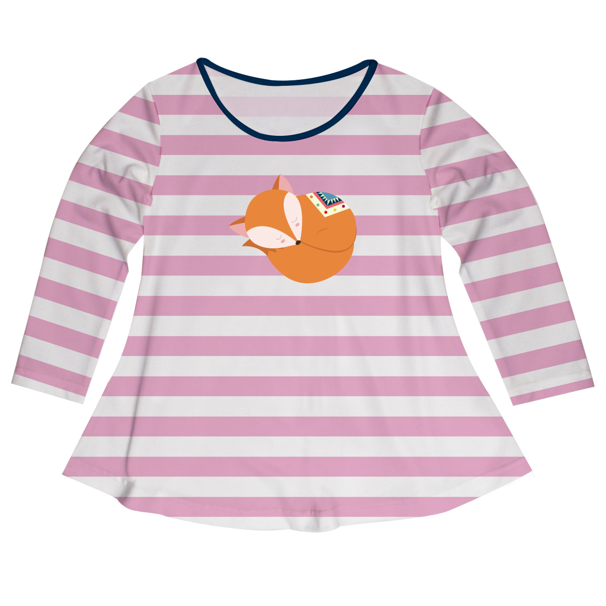 Fox White And Pink Stripes Long Sleeve Laurie Top