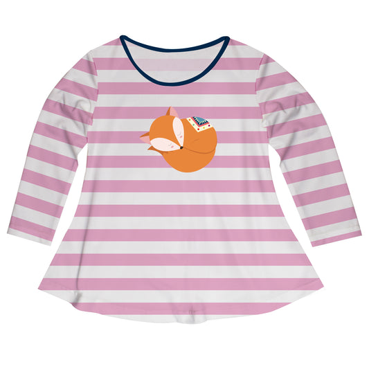 Fox White And Pink Stripes Long Sleeve Laurie Top