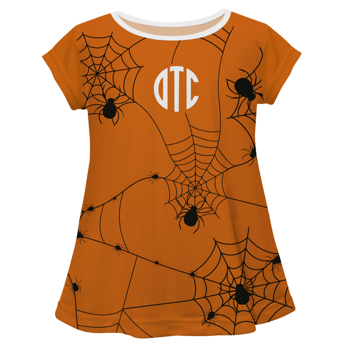 Spider White Monogram Orange Short Sleeve Laurie Top