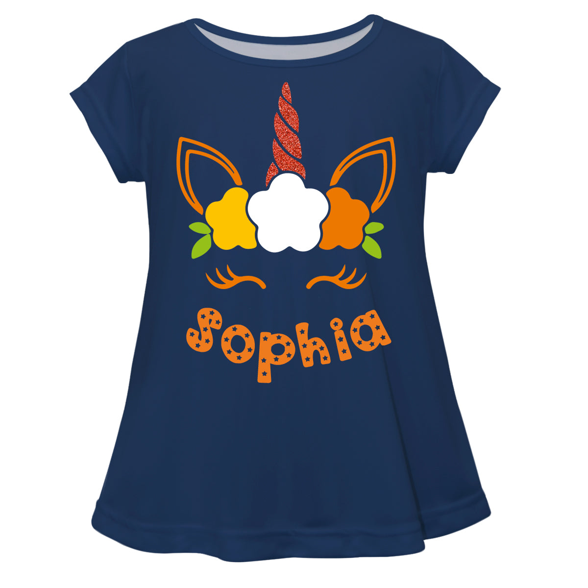 Unicorn Name Navy Short Sleeve Laurie Top