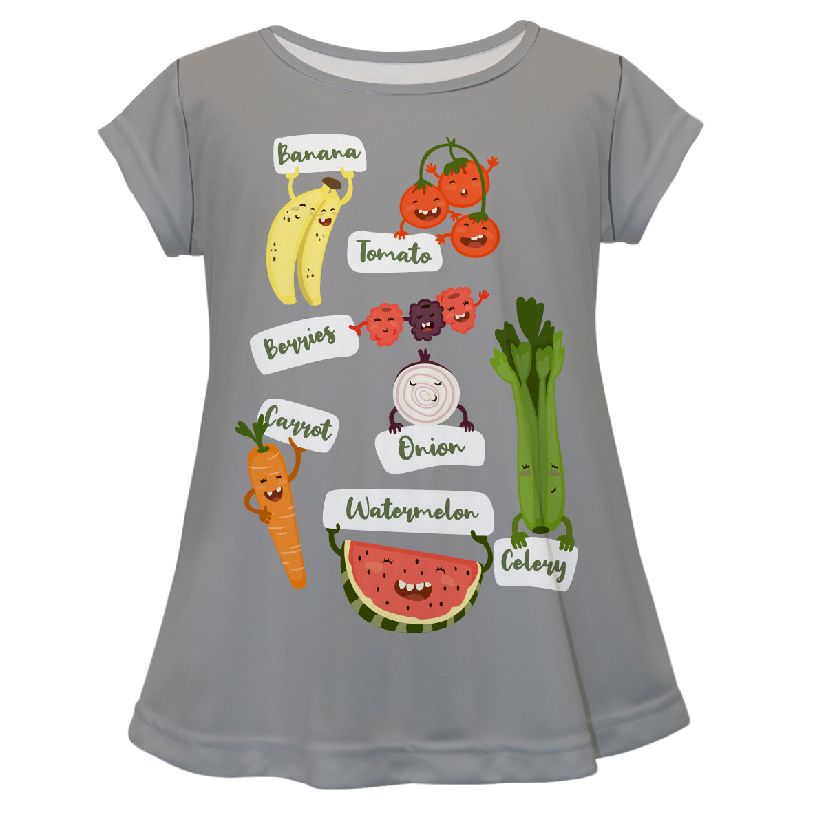 Vegetables Gray Short Sleeve Laurie Top