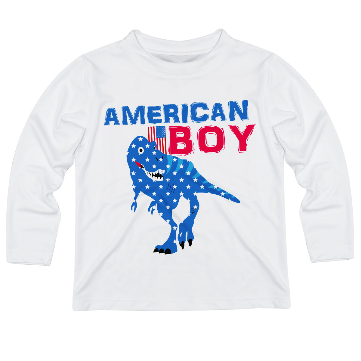 American Boy Dinosaurs White Long Sleeve Tee Shirt