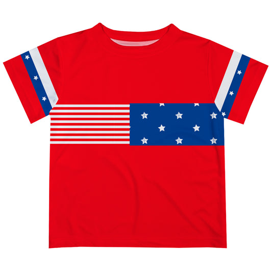 American Flag Red Short Sleeve Tee Shirt