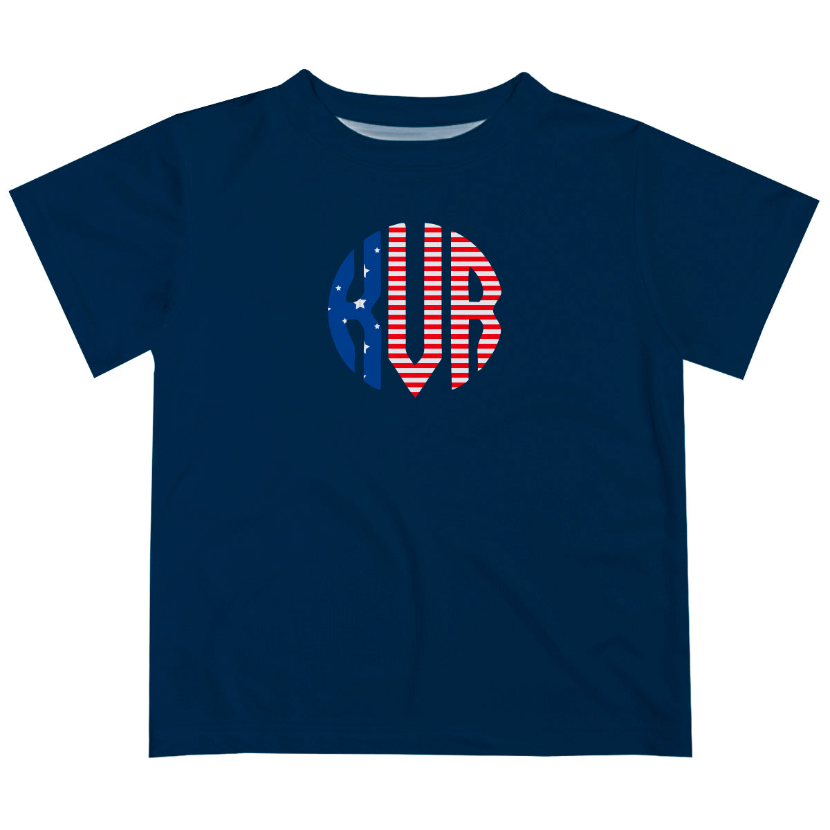 American Personalized Monogram Navy Short Sleeve Tee Shirt