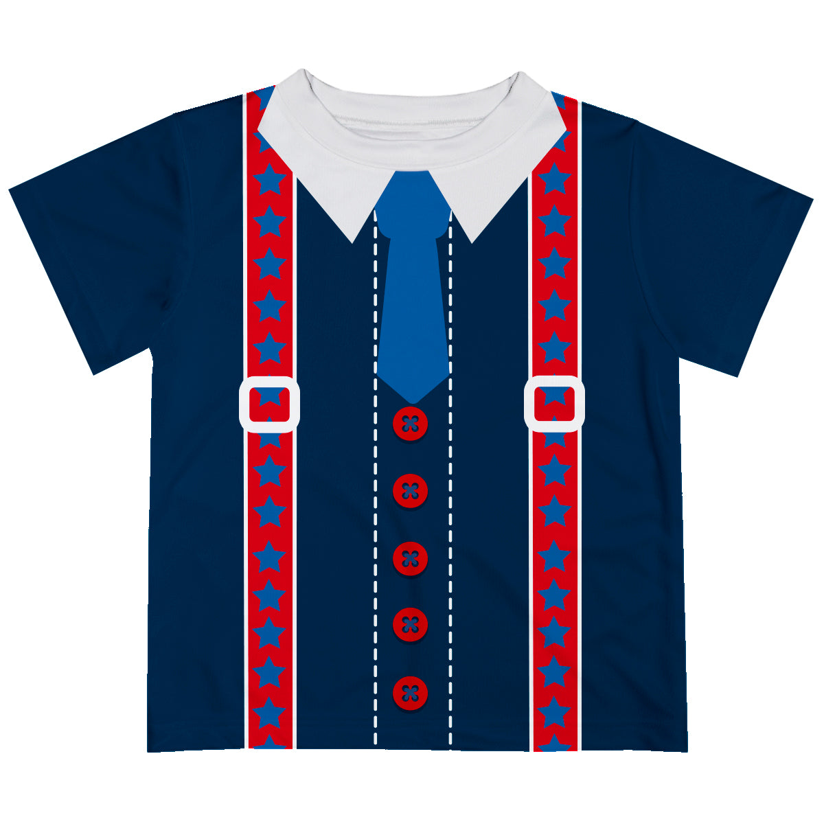 Tie and Suspender Navy Short Sleeve Tee Shirt
