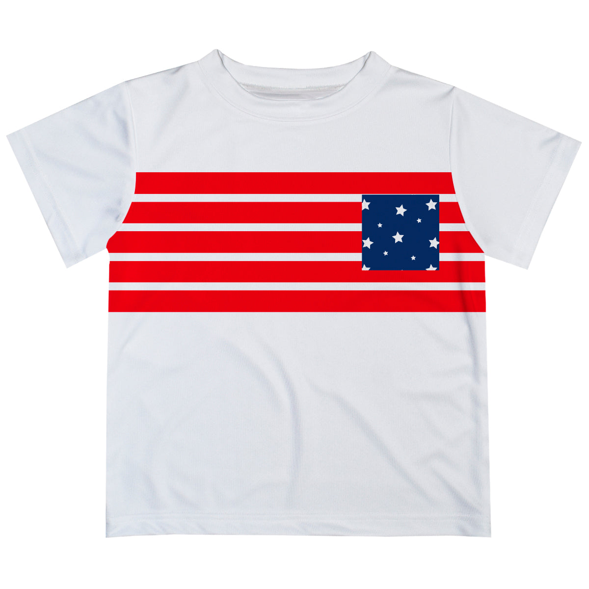 American Red Stripes White Short Sleeve Tee Shirt