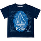 Boat Personalized Name Navy Short Sleeve Tee Shirt