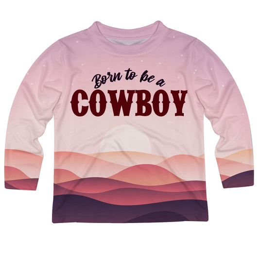 Bort To Be A Cowboy Light Pink and Maroon Long Sleeve Tee Shirt