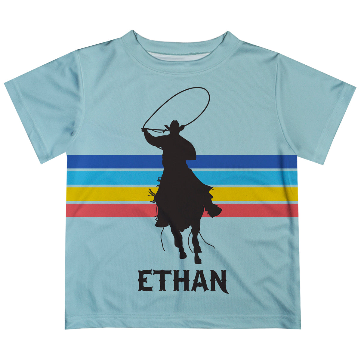 Cowboy Personalized Name Blue Short Sleeve Tee Shirt