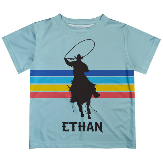 Cowboy Personalized Name Blue Short Sleeve Tee Shirt