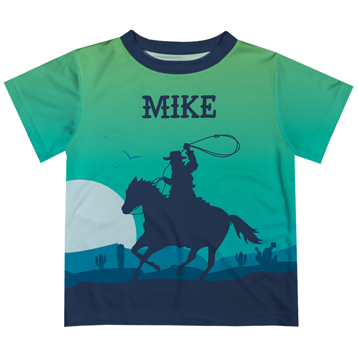 Cowboy Name Turquoise Short Sleeve Boys Tee Shirt
