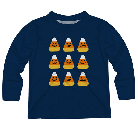 Candy Corn Navy Long Sleeve Tee Shirt