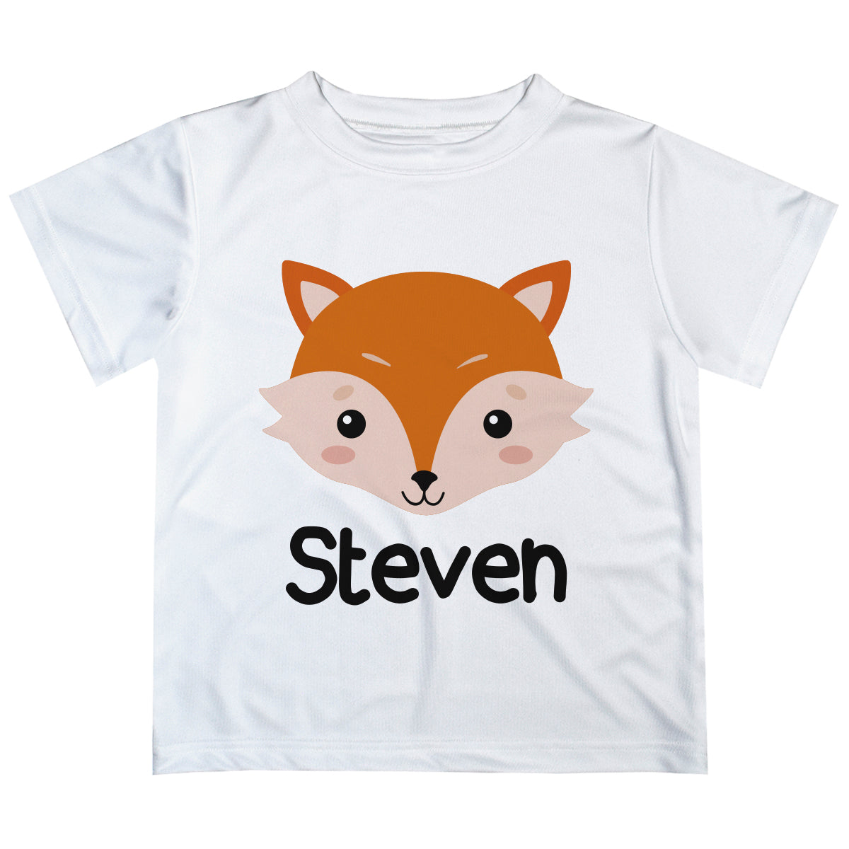 Fox Personalized Name White Short Sleeve Tee Shirt