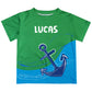Anchor Name Green and Blue Tee Shirt Short Sleeve