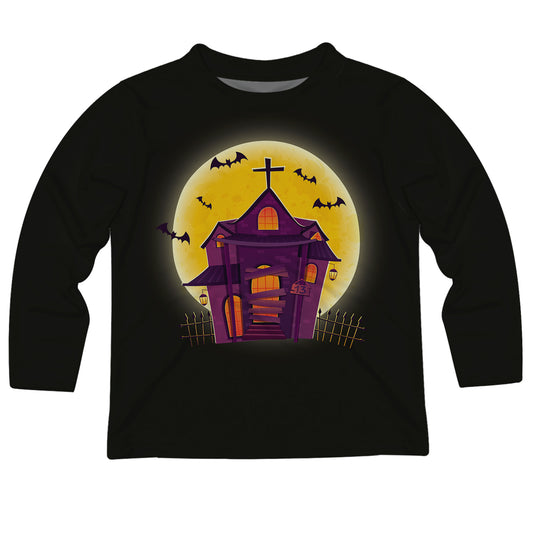 Haunted House Black Long Sleeve Tee Shirt