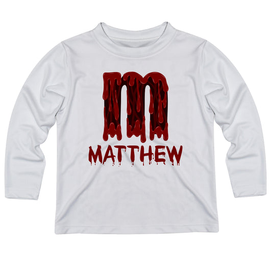 Initial Name White Long Sleeve Tee Shirt