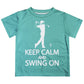 Keep Calm and Swing On Aqua Short Sleeve Tee Shirt