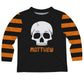 Skull Name Black And Orange Stripes Long Sleeve Tee Shirt