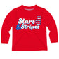 Stars and Stripes Red Long Sleeve Tee Shirt