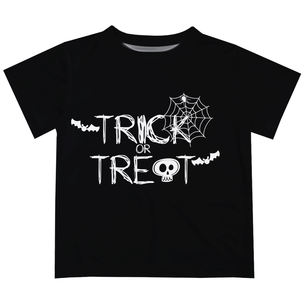 Trick Or Treat Black and White Short Sleeve Boys Tee Shirt