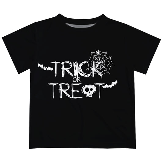 Trick Or Treat Black and White Short Sleeve Boys Tee Shirt