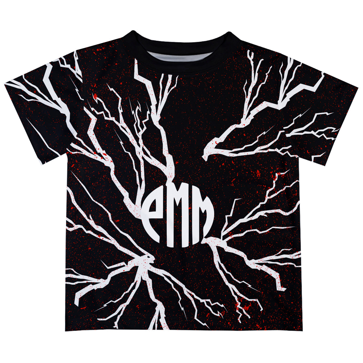 Thunder White Monogram Black Short Sleeve Boys Tee Shirt