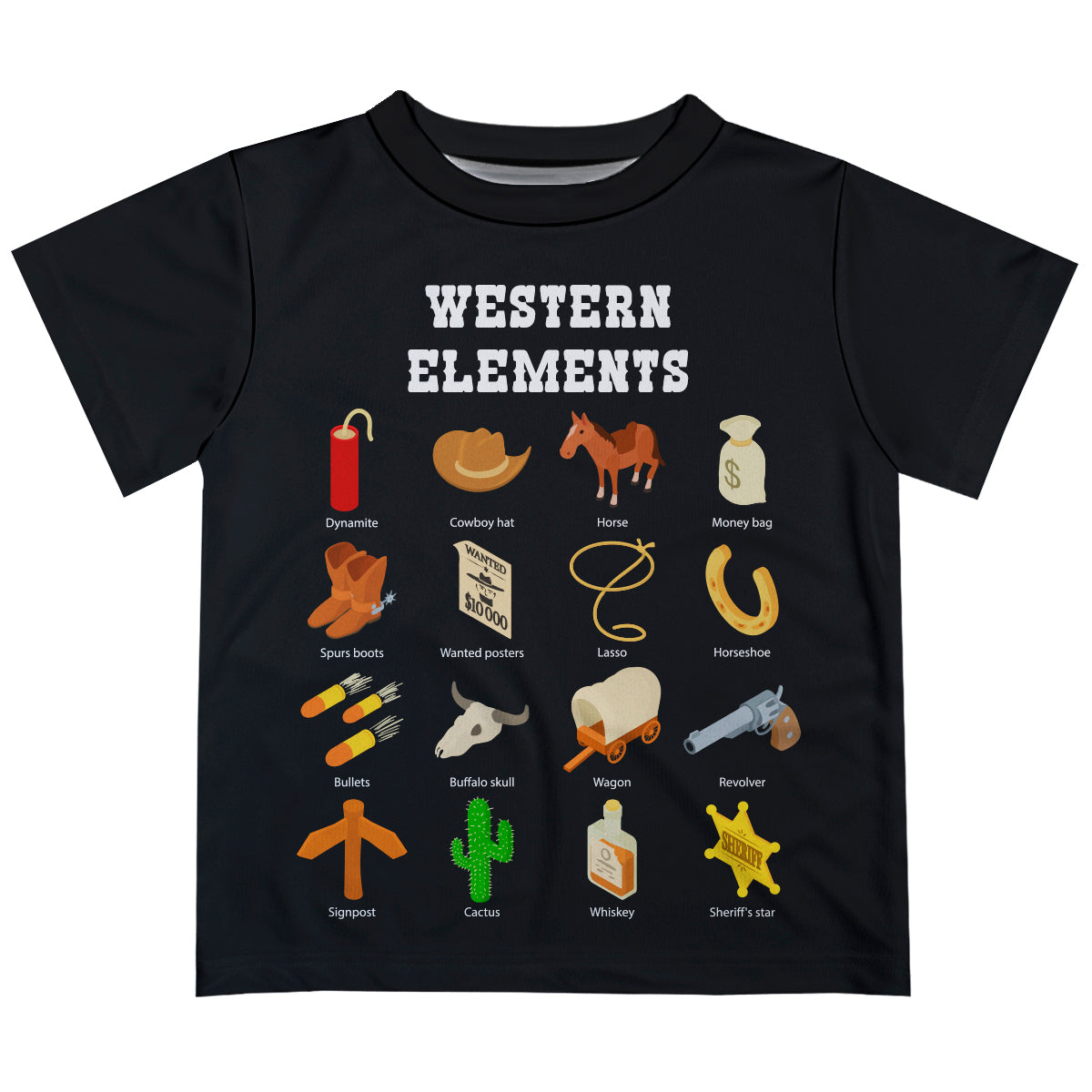Western Elements Black  Short Sleeve Tee Shirt