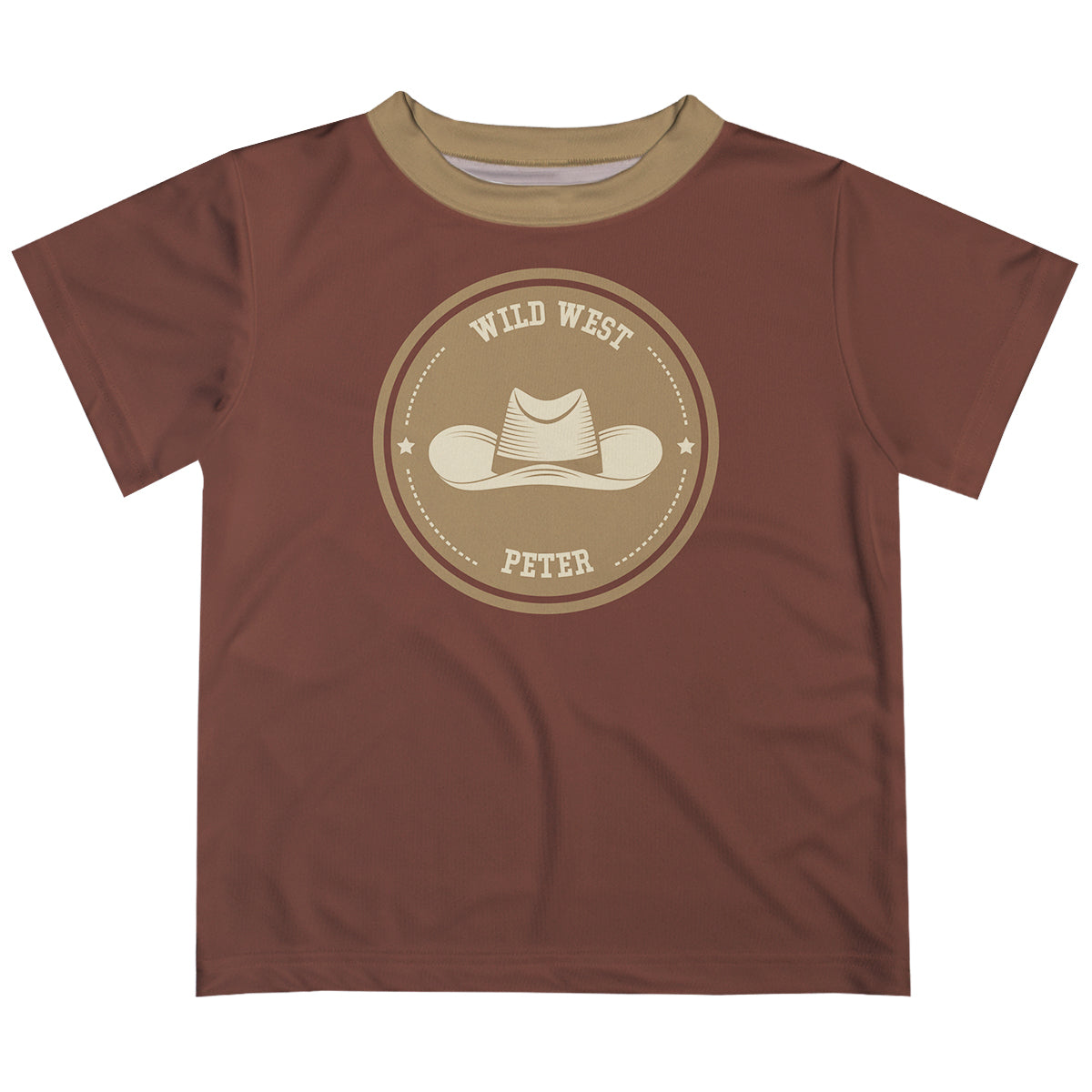 Wild West Name Brown Short Sleeve Boys Tee Shirt