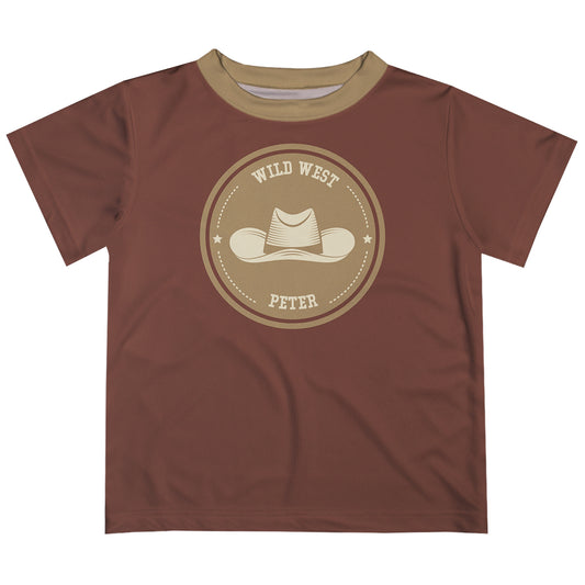 Wild West Name Brown Short Sleeve Boys Tee Shirt