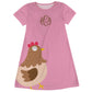 Hen Monogram Pink Short Sleeve A Line Dress