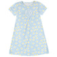 Flowers Print Personalized Monogram Light Blue Short Sleeve A Line Dress