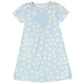 Flowers Print Personalized Monogram Light Blue Short Sleeve A Line Dress - Wimziy&Co.