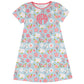 Flowers Print Personalized Monogram Light Blue Short Sleeve A Line Dress