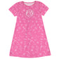 Flowers Print Personalized Monogram Pink Short Sleeve A Line Dress