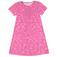 Flowers Print Personalized Monogram Pink Short Sleeve A Line Dress - Wimziy&Co.