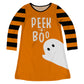 Peek A Boo Orange Long Sleeve A Line Dress