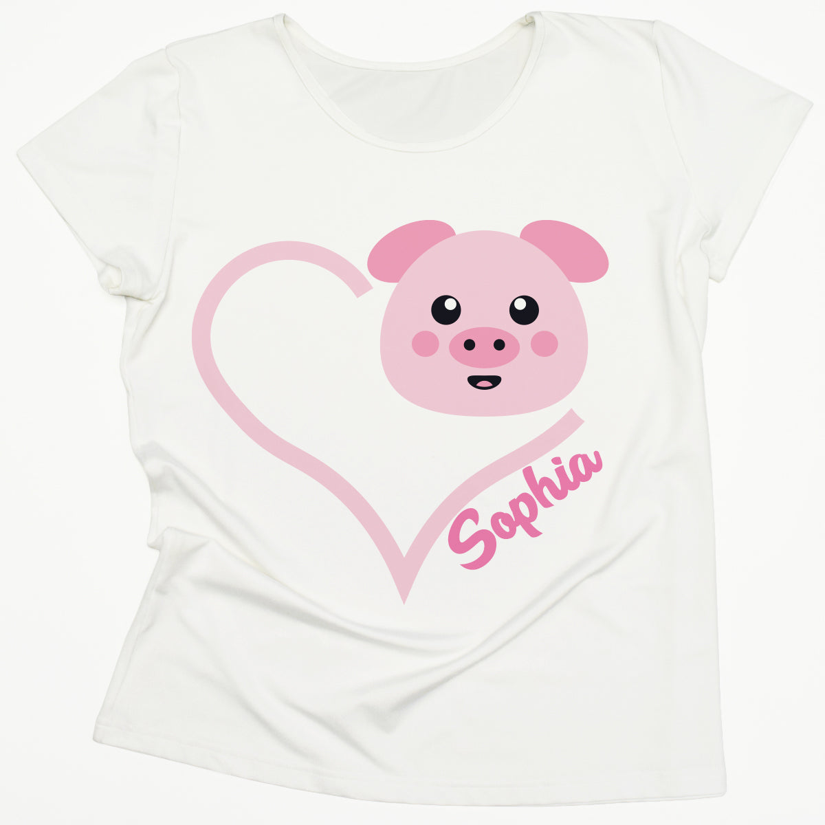 Cute Pig Personalized Name White Short Sleeve Tee Shiirt