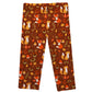 Foxes Print Brown Capri Leggings